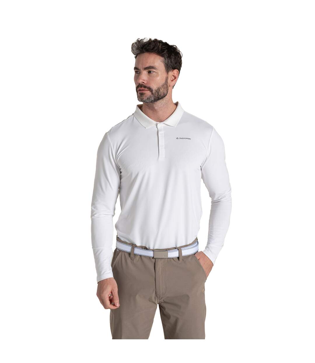 Polo Manches Longues Bramshaw Golf Homme Blanc Craghoppers-1