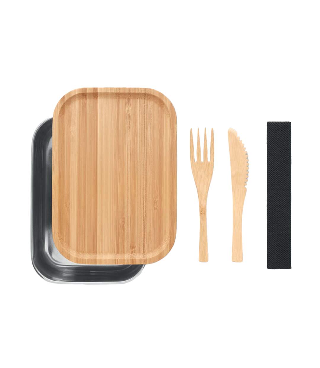 Savanna stainless steel lunch box 5.5cm x 16cm x 11cm wood MidOcean-2