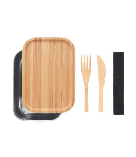 Savanna stainless steel lunch box 5.5cm x 16cm x 11cm wood MidOcean