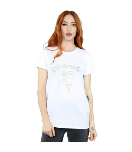 Disney Princess Womens/Ladies The Little Mermaid Gradient Cotton Boyfriend T-Shirt (White) - UTBI42734