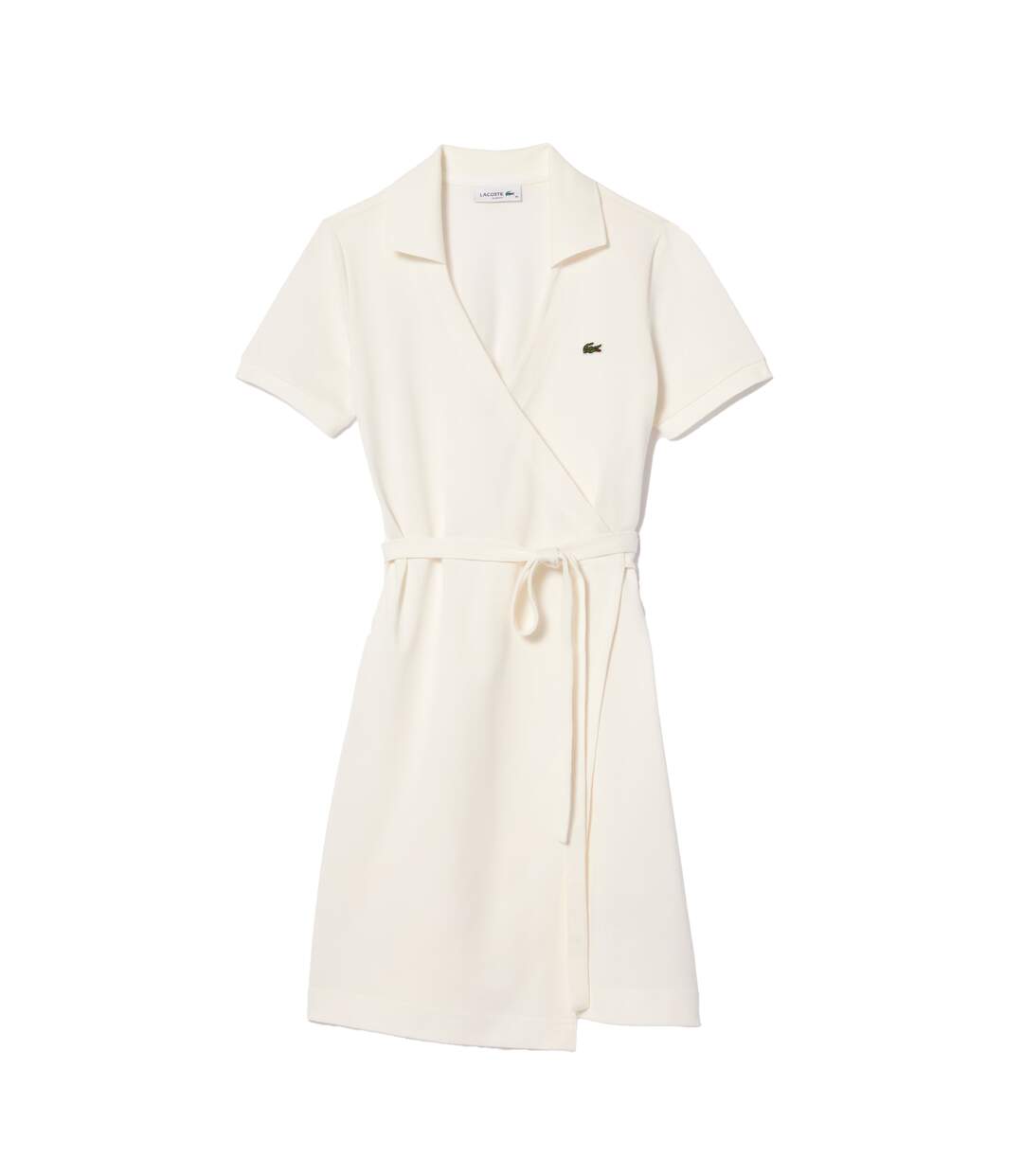 Robe Portefeuille Manches Courtes Femme Blanc Lacoste-2
