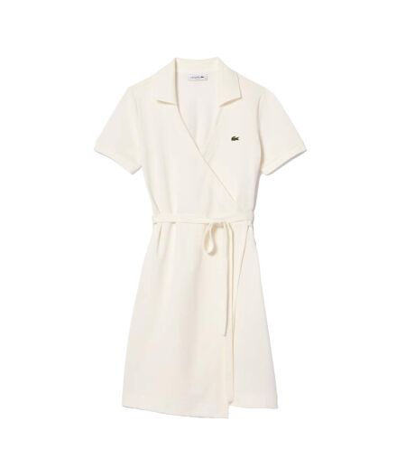 Robe Portefeuille Manches Courtes Femme Blanc Lacoste