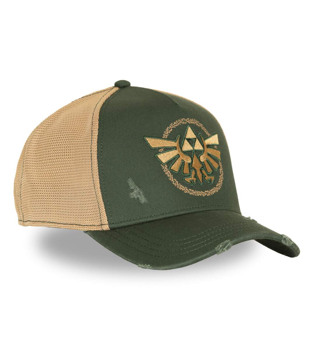 Casquette trucker premium effet usé avec filet et patch Zelda Link Capslab-4