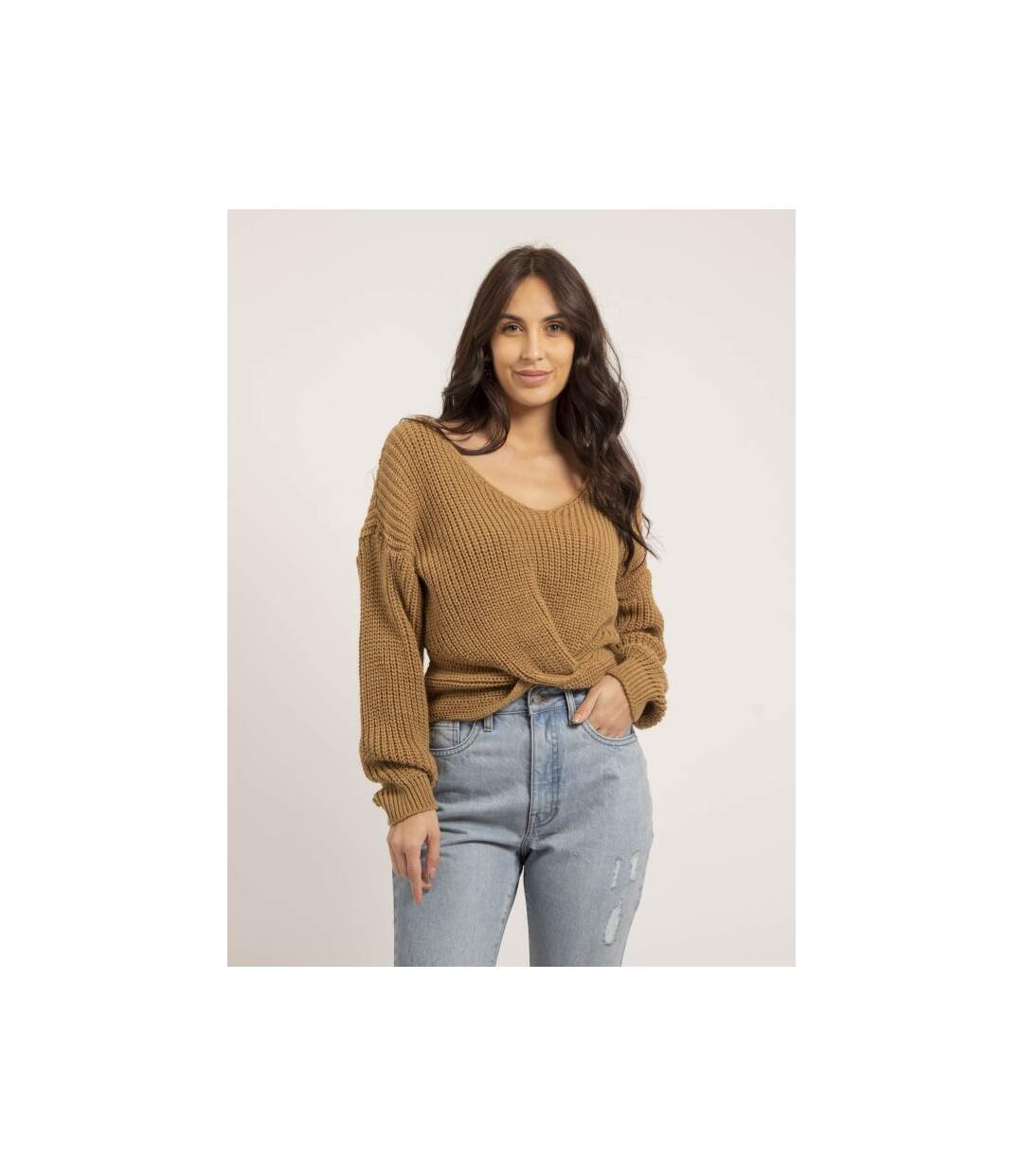 Pull col V avec noeud KIRVINA - Dona X Lisa-1