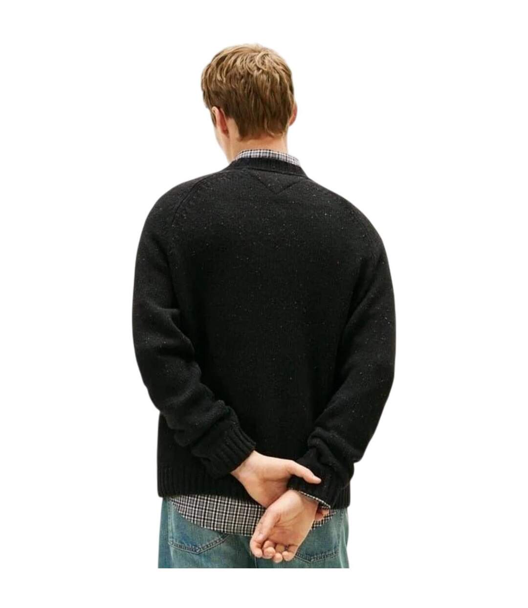 Mens Badge Knitted Crew Neck Sweatshirt Black Tommy Jeans-3
