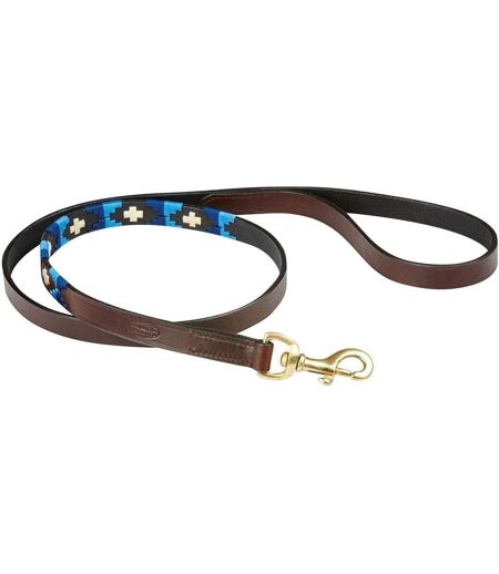 Weatherbeeta Polo Leather Dog Lead (Cowdray Brown/Blue) (Medium) - UTWB1577