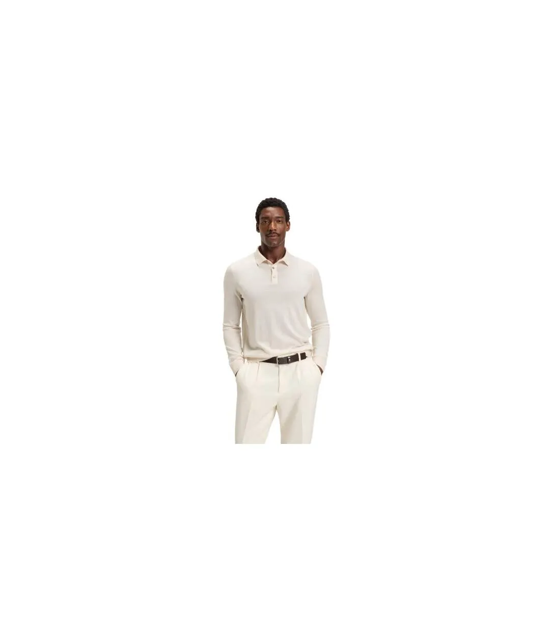 Polo Manches Longues Lanciomne Homme Blanc Boss-2