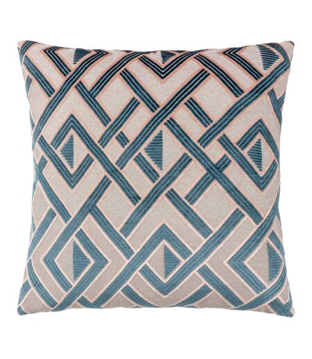 Paoletti Henley Jacquard Velvet Throw Pillow Cover (Smoke/Rose) (50cm x 50cm)