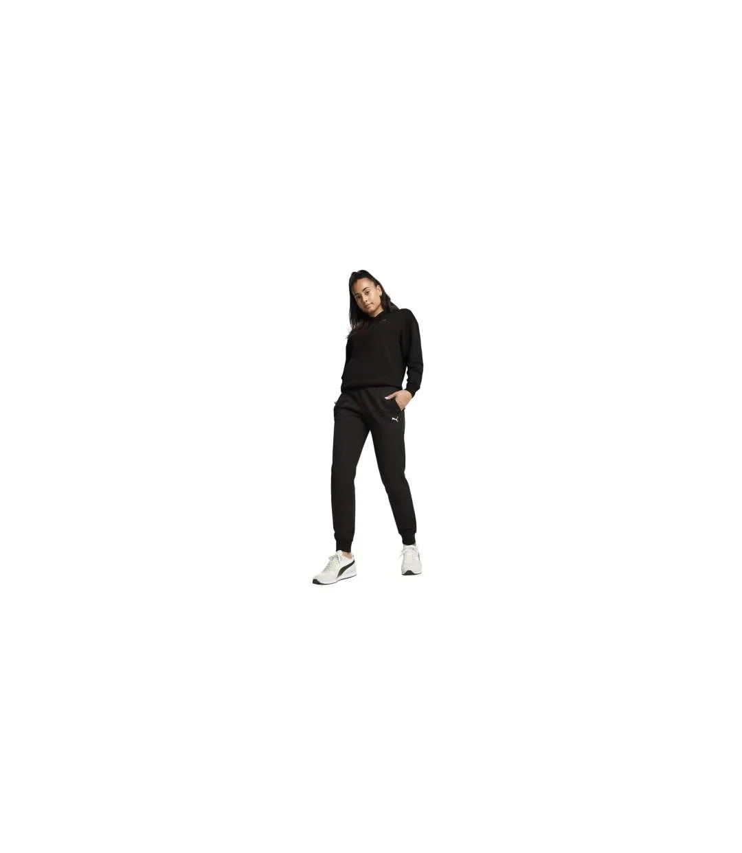 Womens/ladies Essential Jogging Bottoms Black Puma-2