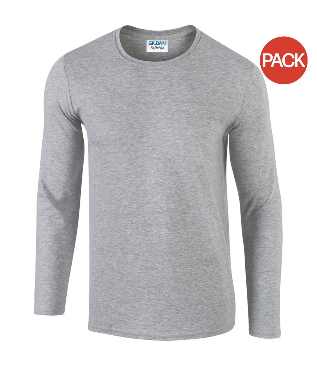 Gildan – Lot de 5 T-shirts manches longues - Hommes (Gris clair chiné) - UTBC4808