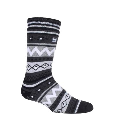 Mens Nordic Patterned Non Slip Thermal Slipper Socks with Grips