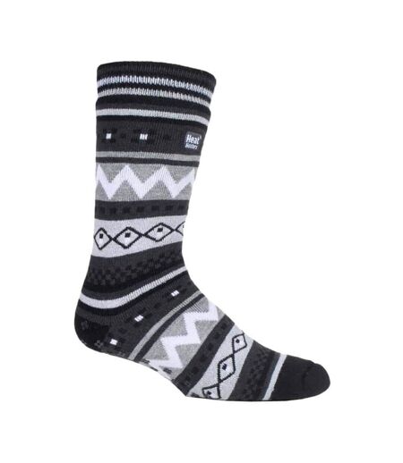 Mens Nordic Patterned Non Slip Thermal Slipper Socks with Grips