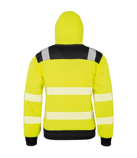 Mens safety hoodie fluorescent yellow/black Result Genuine Recycled