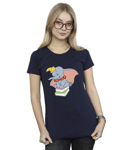 Disney - T-shirt DUMBO SITTING ON BOOKS - Femme (Bleu marine) - UTBI17788