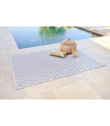 Tapis rectangulaire intérieur et extérieur Losange - 120 x 170 cm - Noir et blanc