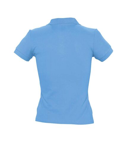 SOLS Womens/Ladies People Pique Short Sleeve Cotton Polo Shirt (Sky Blue) - UTPC319