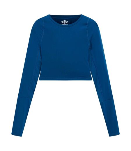 Womens/ladies pro long-sleeved training crop top poseidon Umbro