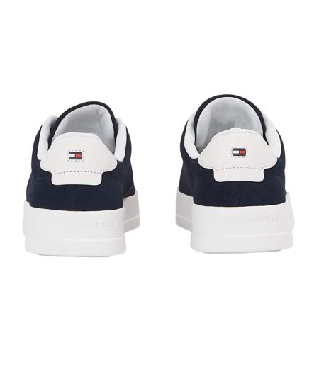Mens Pebble Grain Court Leather Trainers Navy Tommy Hilfiger