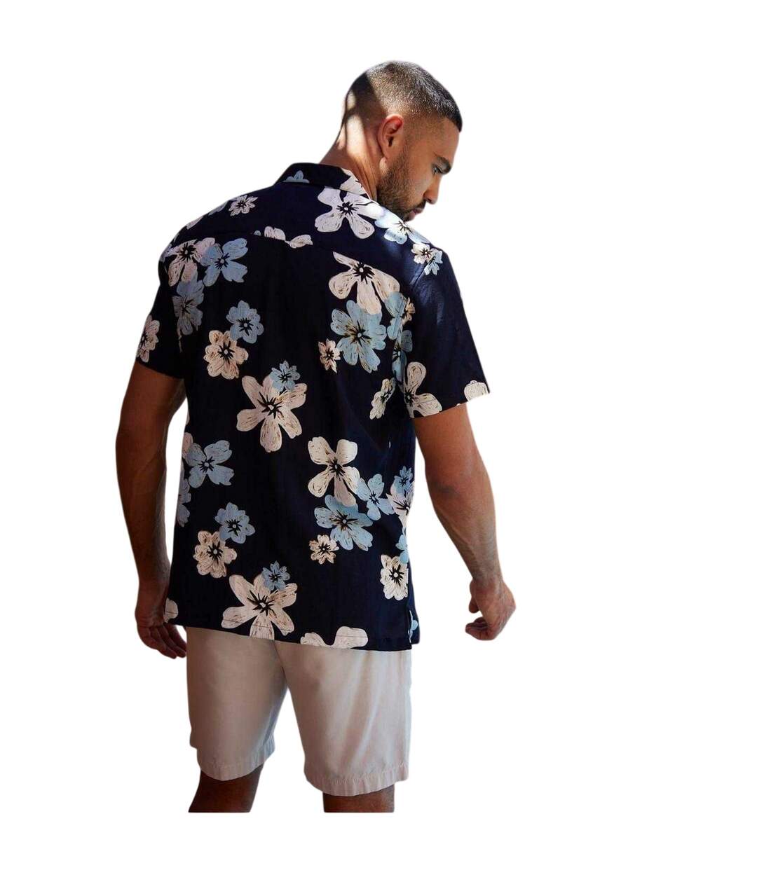 Chemise Manches Courtes Motif/style Floral Homme Noir Threadbare-2