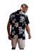 Chemise Manches Courtes Motif/style Floral Homme Noir Threadbare-2