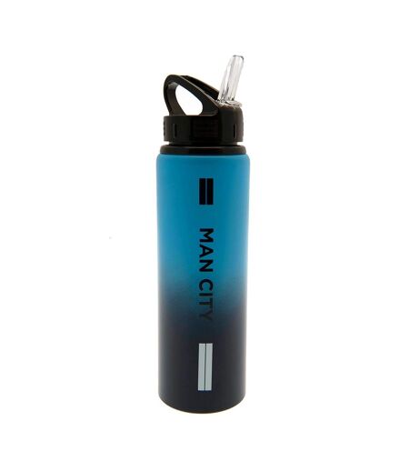 Manchester City FC Stripe Aluminum Water Bottle (Sky Blue/Black/White) (One Size) - UTTA9288