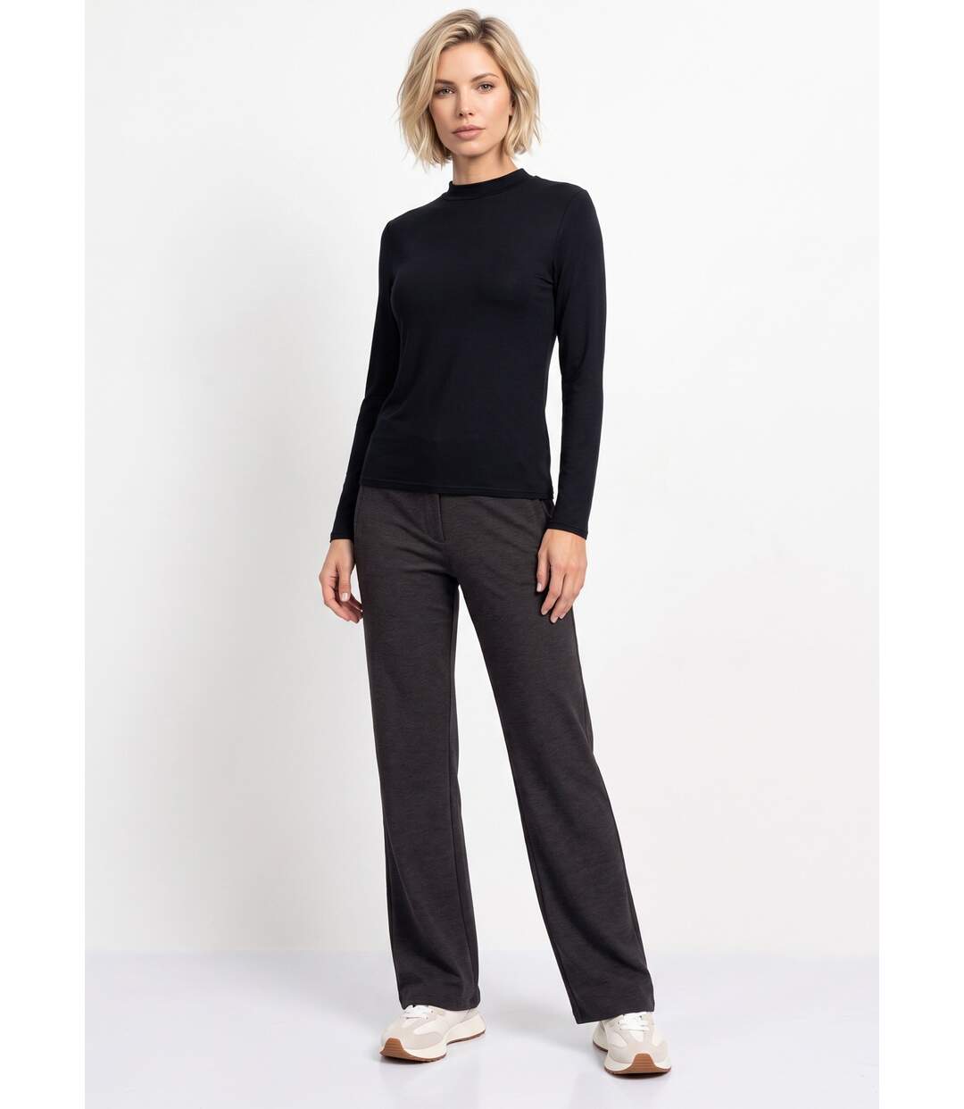 Pantalon droit taille semi élastiquée-4