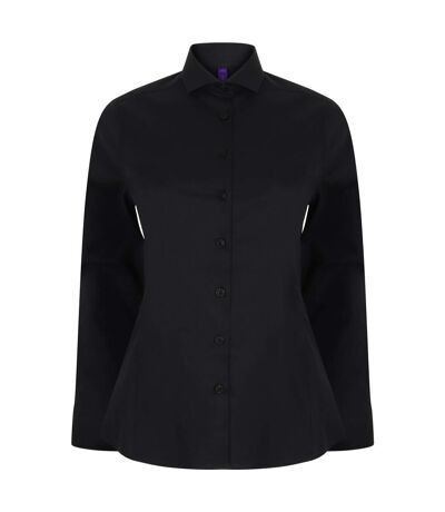 Henbury Womens/Ladies Long Sleeve Stretch Shirt (Black) - UTRW6512