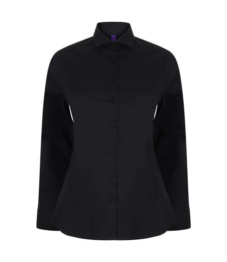 Henbury Womens/Ladies Long Sleeve Stretch Shirt (Black) - UTRW6512