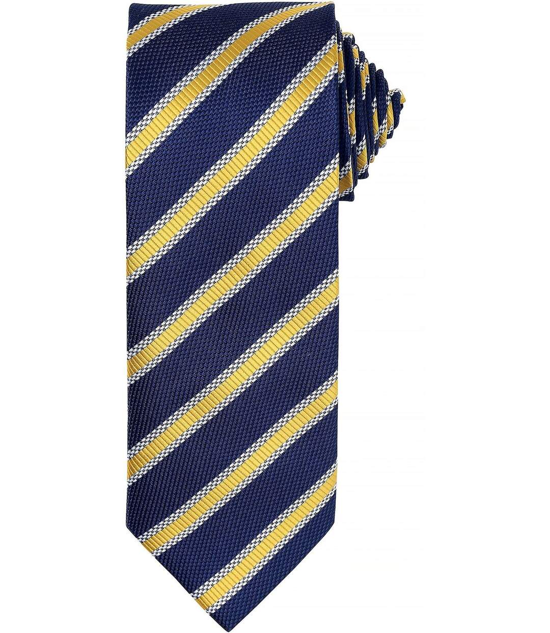 Cravate rayée - PR783 - bleu marine et jaune-2