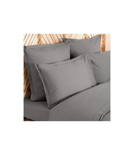 Parure de Lit 3 Pièces Percale 260x240cm Gris