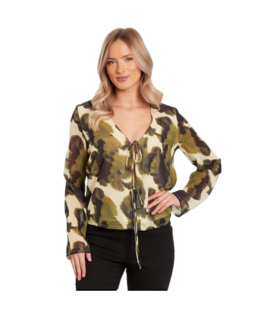Blouse Manches Longues Motif/style Camouflage Femme Vert Influence-2