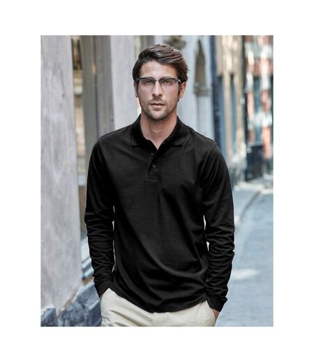 Polo Stretch À Manches Longues Homme Noir Tee Jays