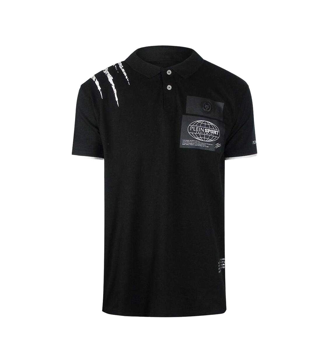 Mens Scratch Polo Shirt Black Plein Sport-1