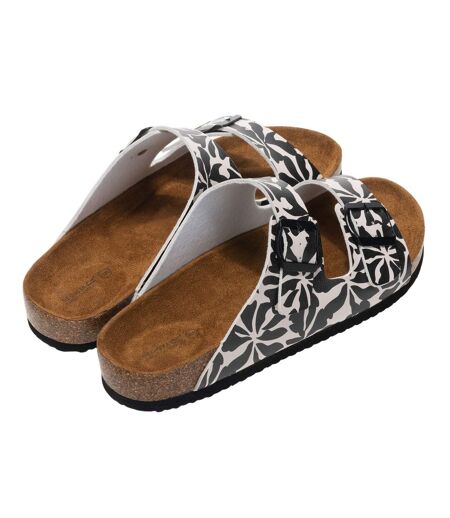 Sandales Ajustables À Double Sangle Motif/style Floral Mia Femme Blanc Cassé Noir Floral Regatta