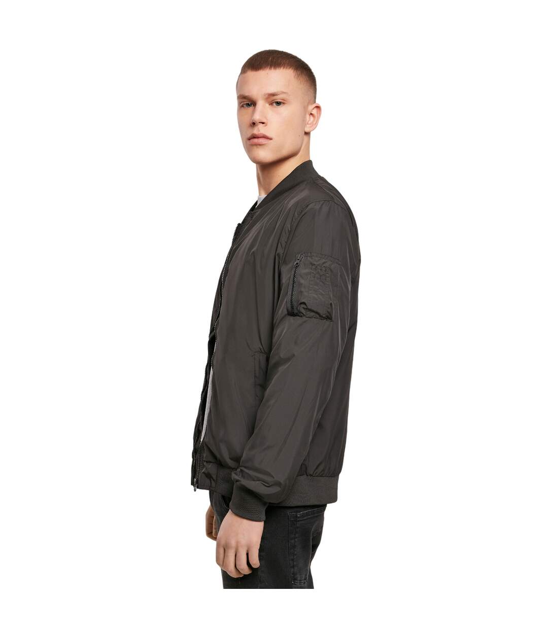 Blouson D'aviateur Homme Olive Foncée Build Your Brand-3