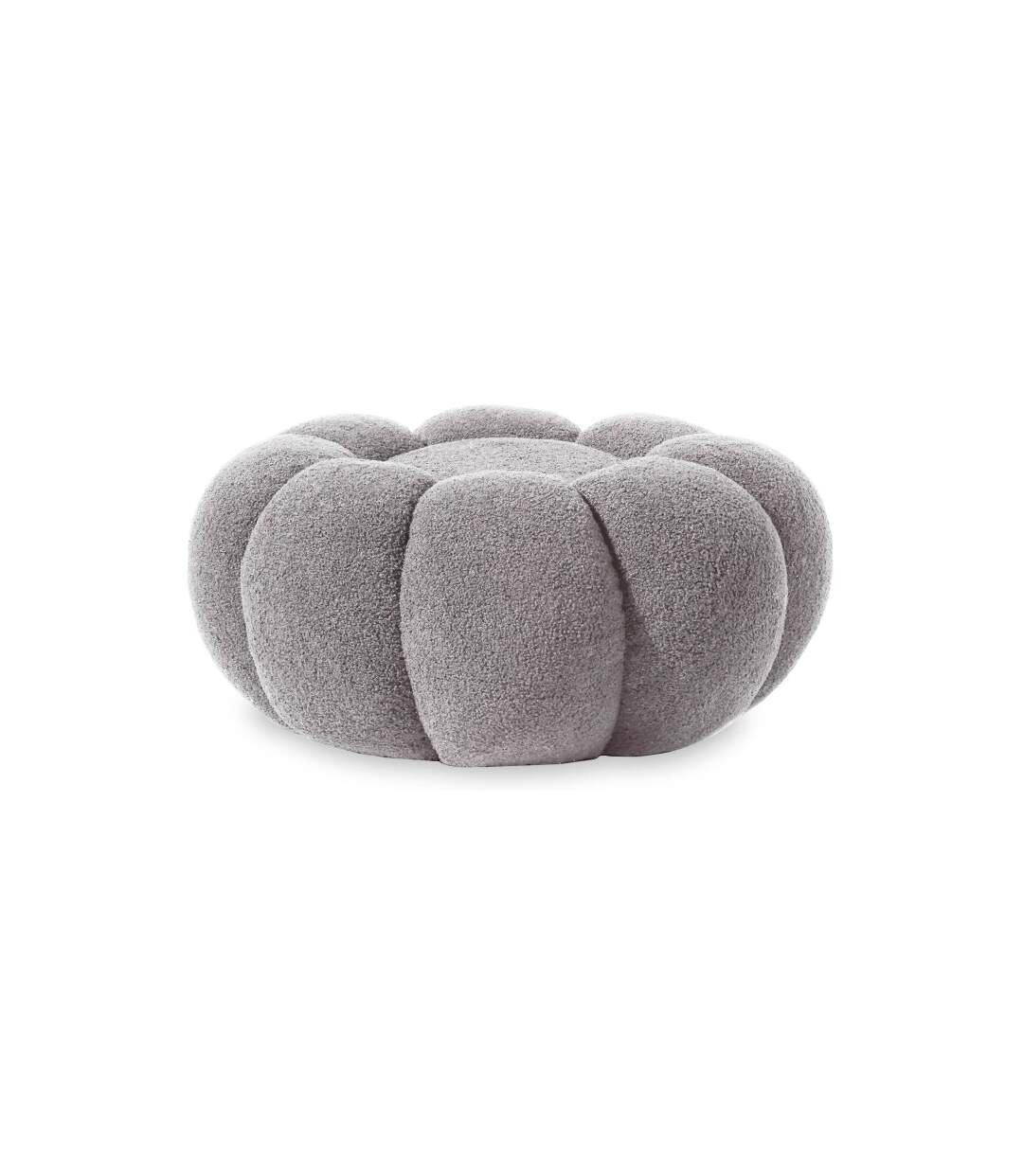 Pouf Design Fleur Bouclette 61cm Gris-2