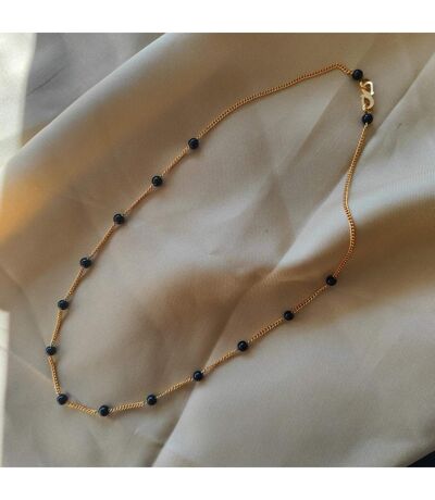 Small Gold Black Pearl Everyday Unisex Beaded Choker Necklace