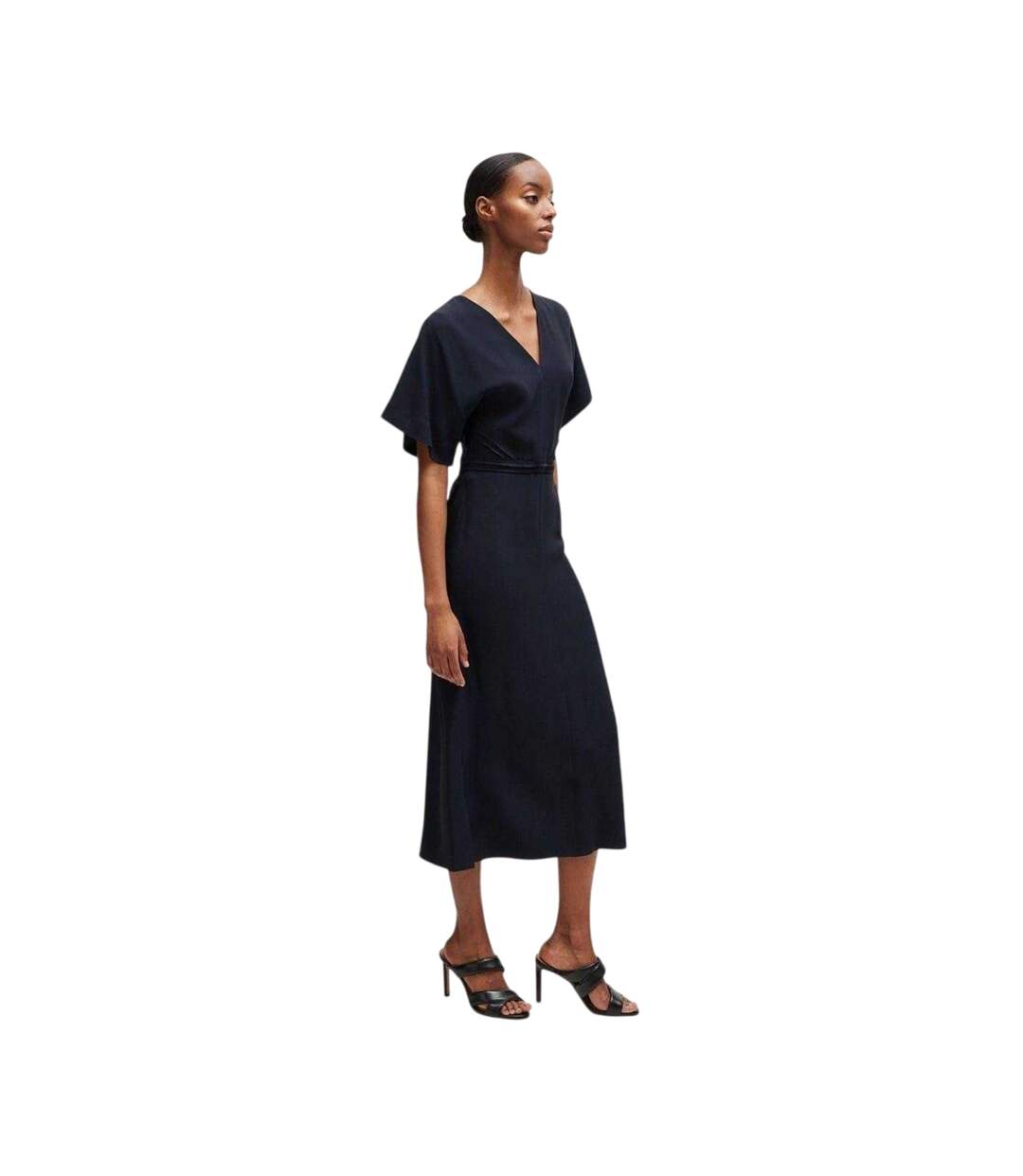 Robe Mi-longue Manches Style Kimono Femme Bleu Foncé Boss-1