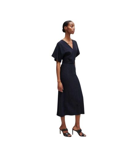 Robe Mi-longue Manches Style Kimono Femme Bleu Foncé Boss