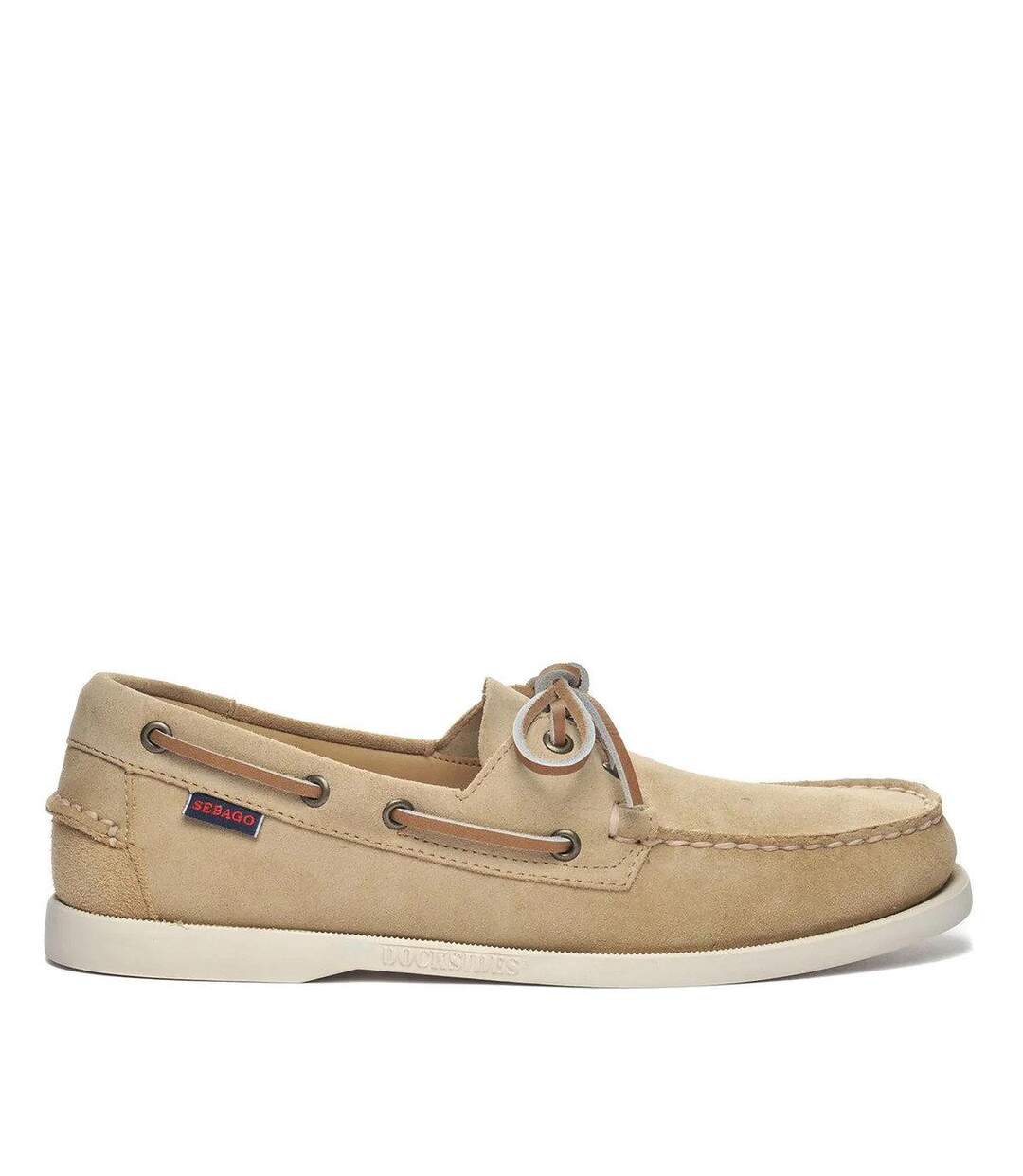 Womens/ladies Portland Flesh Out Leather Boat Shoes Beige Camel Sebago-2
