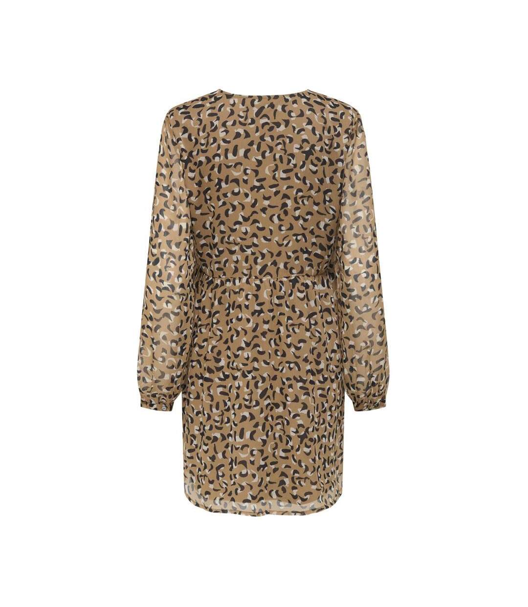Robe beige/orange femme only button-2