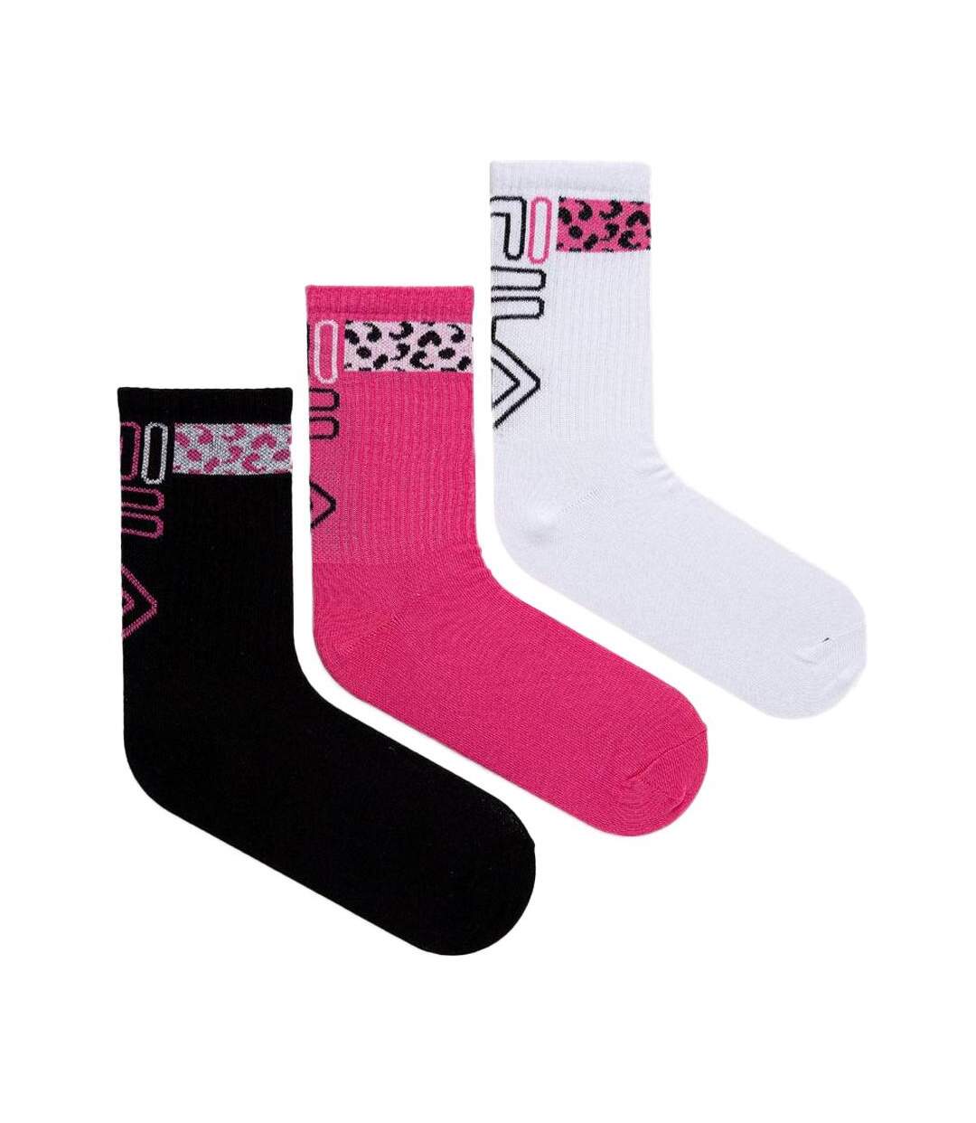 X3 Paires de Chaussettes Rose/Blanche/Noir Femme Fila - 35/38-1