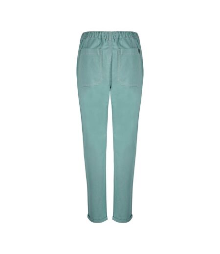 Womens/ladies Malorri Organic Cotton Trousers Mineral Blue Weird Fish