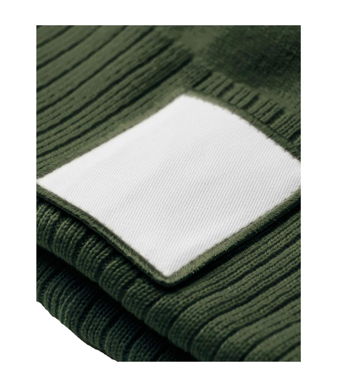 Bonnet Motif/style Pompon Vert Olive Blanc Beechfield-2