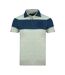 Mens Aldis Colour Block Logo Polo Shirt Grey Blue Aquascutum-1