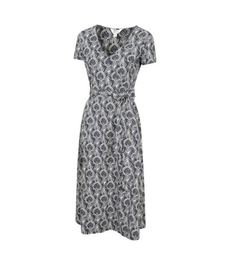 Womens/ladies Santorini Peacock Feather Midi Wrap Dress Navy Mountain Warehouse