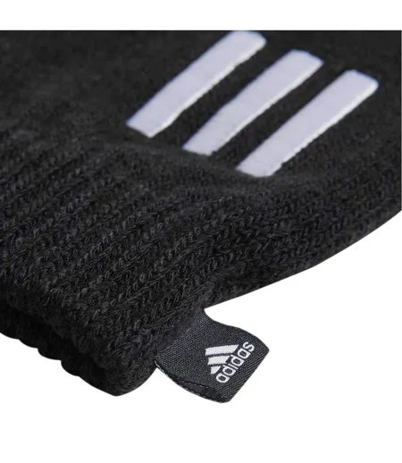 Mens Cond Knitted 3 Stripes Gloves Black White Adidas