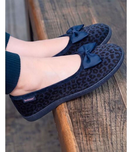 Isotoner Chaussons Ballerines femme microvelours semelle ergonomique, mousse à mémoire forme