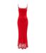 Robe Mi-longue Motif/style Maille Adoni Femme Rouge Feu Bardot-2