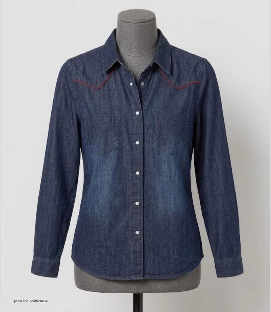 MAYFLOWER DIAMANT1B – Chemisier en jean bleu pour femme : le style western chic et authentique-3